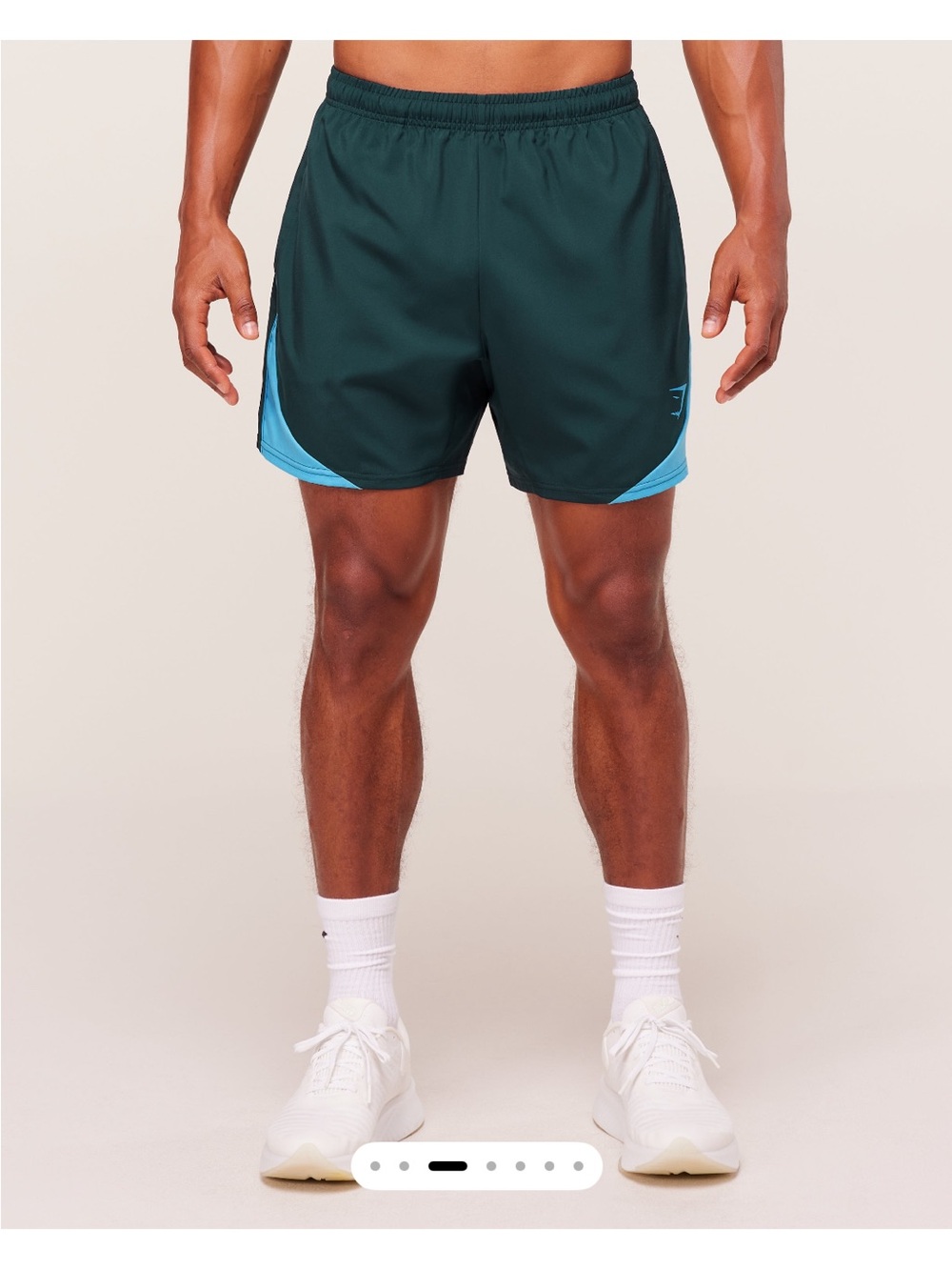 Men's Performance Shorts in Dark Green with Light Blue Trim